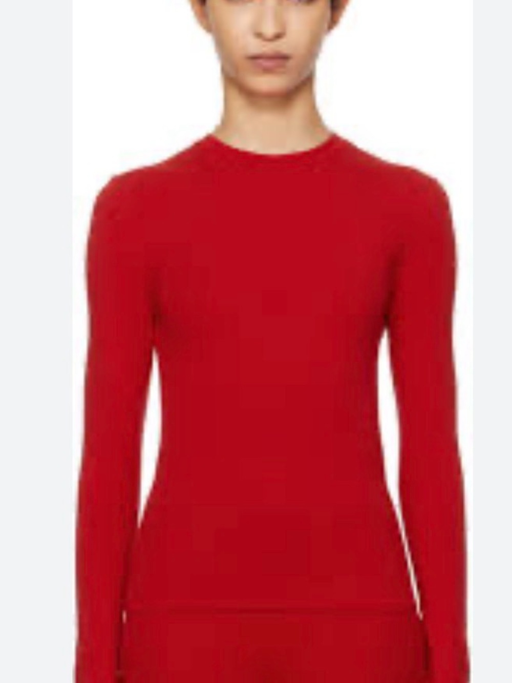 Skims‎ Cotton Jersey Long Sleeve T-Shirt Cherry Red Crew Neck Size M